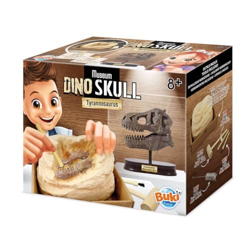 Image of Buki France T-Rex Dino Museum Skull Dig Kit. Dinosaur Fossil Excavation Kit. Construction STEM Toy. Building Set. 3D Realistic Tyrannosaurus Rex Skeleton Model. Educational Gift for Boys & Girls 8+