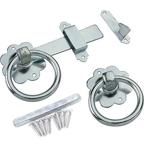Image of Galvanised Gate Ring Latch Handle & Fixings - Heavy Duty Garden Fence/Door Lock