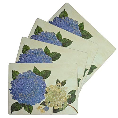 Image of Benson Mills Cork Placemats Set of 4, Thick Cork Place Mats for Kitchen and Dining Tables, Easy Clean Table Mats (12" x 16" Rectangular Set of 4, Hydrangea Floral)