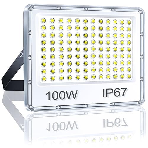 Image of YIQIBRO 100W LED Floodlight Outdoor 1 Pack, IP67 Waterproof Outside Security Lights, 10000LM 7000K Cool White LED Floods Light Outdoor Spotlight for Garden, Garage, Warehouse, Workshop, Factory