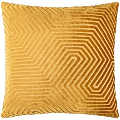 Image of Paoletti Evoke Velvet Cushion Cover – Luxurious Chevron Pattern Decorative Square Cushion Case (Gold - 55x55cm)