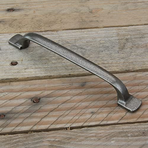 Image of UNDERGROUND PARTS Pewter Finish Cast Iron Cabinet Kitchen Drawer Door Bow Handles Pulls & Knobs (D Handle Square Backfix 200mm)