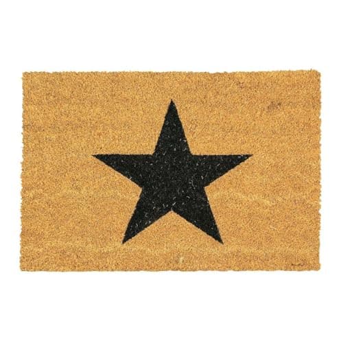 Image of CKB LTD Black Star Novelty Doormat - Decorative Natural Coir Door Mat with Non Slip PVC Backing, Indoor Outdoor, Front Back Door, 60 x 40cm
