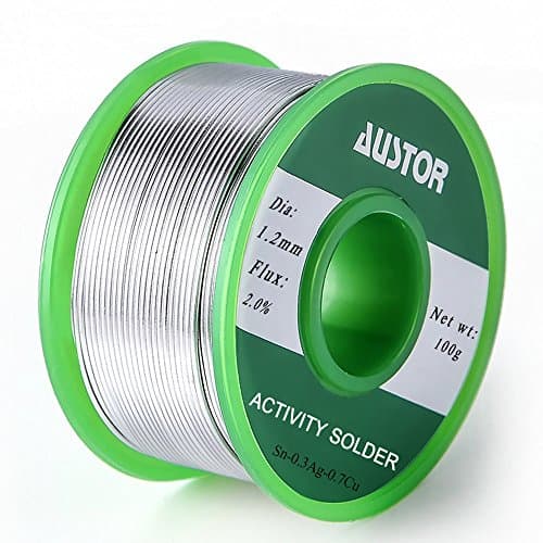 Image of AUSTOR 1.2mm Lead Free Solder Wire with Rosin Core, Sn 99% Ag 0.3% Cu 0.7%, 100g