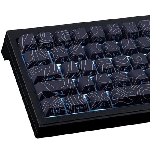 Image of Sunzit Custom Keycaps 135 Keys PBT Keycap Set, Cherry Profile Topographic Keycaps for Cherry MX Switches ISO/ANSI UK Layout Mechanical