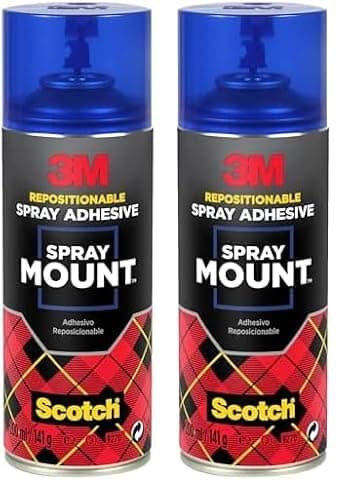 Image of 3M SprayMount Permanent Spray Adhesive, 1 Can 200 ml - Ideal for mock-ups, presentations, school projects, display boards (Pack of 2)