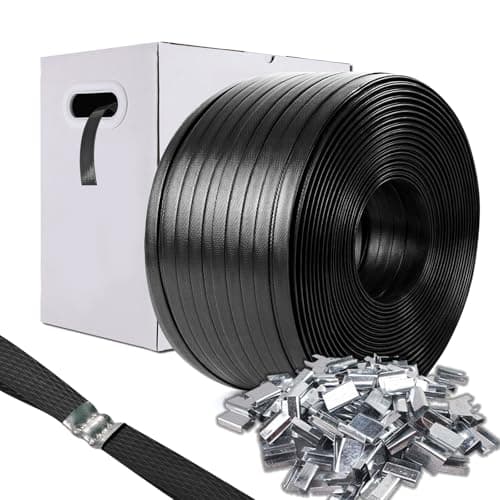 Image of WCM Strapping Packaging Strapping, Poly Straps, Carton Banding Strap (12MM x 1200M PP Polypropylene Coil Roll and 400 Buckles) - Certified 140KG Break Plastic Strap