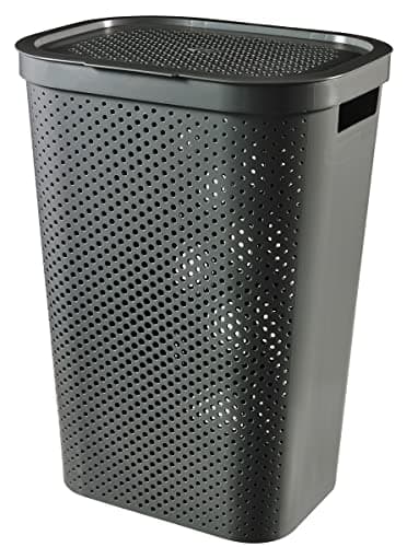 Image of Curver Laundry Basket, 60 L, 43.7 x 35.1 x 60.2 cm, Recycled Plastic, Anthracite Grey