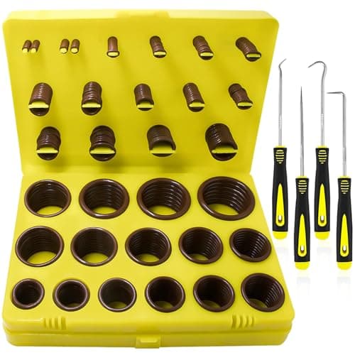 Image of KEZE 386 Pcs Metric Viton O Ring Assortment Kit 75A Durometer 30 Sizes Brown O-Ring Set for Industrial Pressure Washer,Industrial Plumbing,Hydraulic & Cylinders Repairs with 4 Pcs Pick and Hook Set