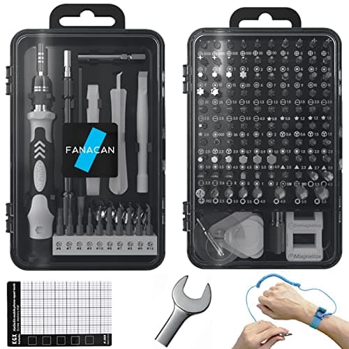 Image of FANACAN 160in1 Precision Screwdriver Set, Magnetic Small Screwdriver Set, Electronic Repair Tool Kit, Compatible with iPhone, MacBook, Laptop, PC, Tablet, Phone, Computer, PS4, PS5, Switch (Grey)