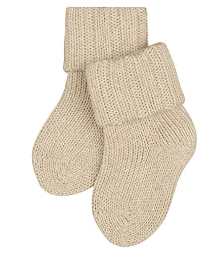 Image of FALKE Unisex Baby Flausch B So Wool Cotton Plain 1 Pair Socks, Beige Sand Melange 4650, 1-6 months