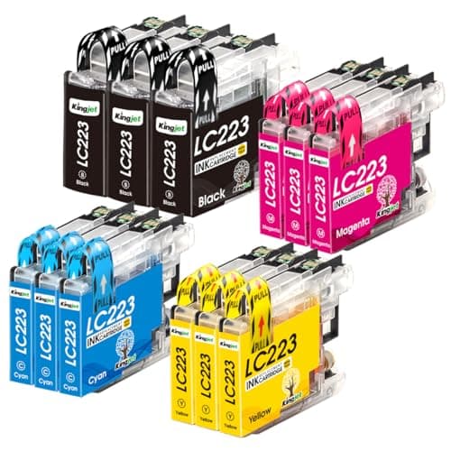Image of KINGJET LC223 Ink Cartridges for Brother LC223 LC221 Ink for DCP-J4120DW MFC-J5320DW MFC-J4625DW MFC-J5625DW MFC-J4420DW MFC-J480DW MFC-J4620DW MFC-J5620DW MFC-J5720DW MFC-J680DW MFC-J880DW, 12 Pack