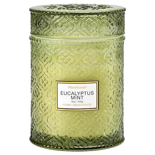 Image of Eucalyptus Mint Scented Candles, 19oz Aromatherapy Candles Gifts for Women, Green Luxury Large Decorative Candles in Glass, Natural Soy Wax for Home