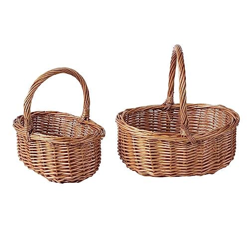 Image of Wickerfield Set of 2 Mini Wicker Shopping Basket, Extra Small Natural Wicker Storage Baskets for Easter Flower Girls Wedding & Gift Hamper Basket (Oval)
