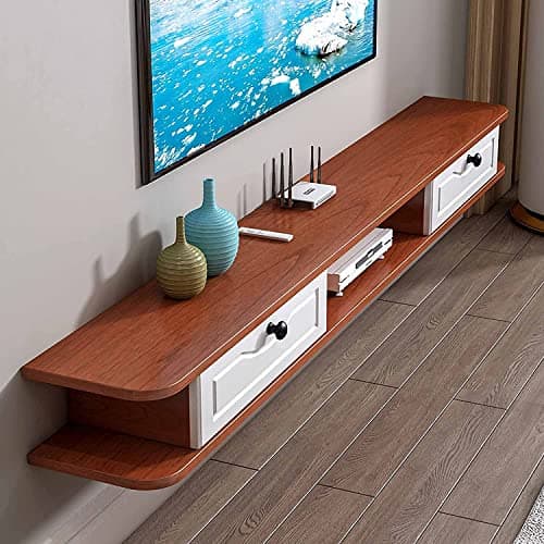 Image of Wall Mounted TV Cabinet, Matte Floating Entertainment Unit, Living Room Office Bedroom Storage Shelf for Storing DVD Blu-Ray Player Cable Box/E / 140CM