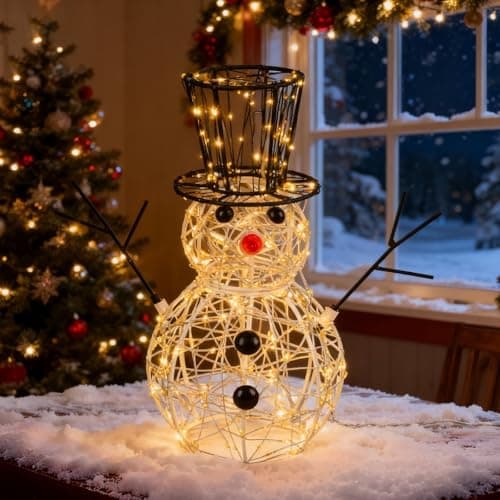 Image of LEDYA Christmas Snowman Light Decoration, 400 LED Warm White, 31CM/1.02FT Indoor/Outdoor Christmas Decoration with Timer, Mains Powered, Ideal for Bedroom, Garden, Party