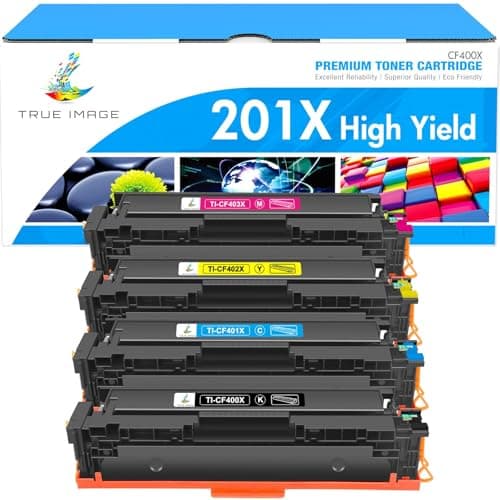 Image of TRUE IMAGE Compatible for HP 201X 201A M277dw Toner Cartridge Replacement for Color LaserJet Pro MFP M252dw M252n M274n M277n M277c6 CF400X CF401X CF402X CF403X (Black,Cyan,Yellow,Magenta, 4-Pack)