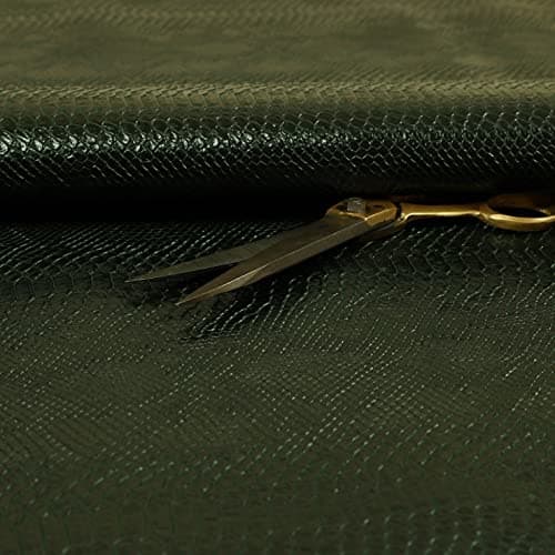 Image of Redbrick Mill Fabrics Designer Embossed Snake Animal Textured Green Faux Leather Upholstery Curtain Fabric by The Metre (10cm x 8cm Sample)