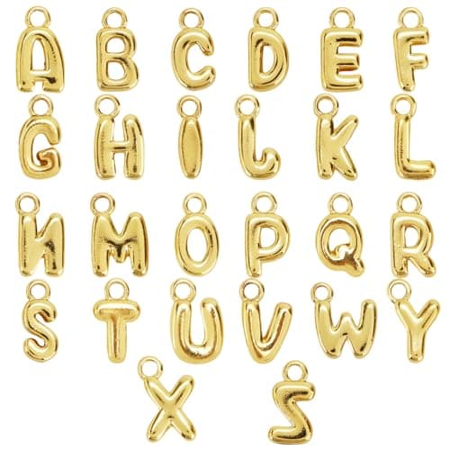 Image of Mikovivi 26pcs Gold Letter Charms, A-Z Glitter Bubble Alphabet Charms Initial Pendants Set for Jewelry Making Women Bracelets Necklaces Earrings DIY Craft Supplies