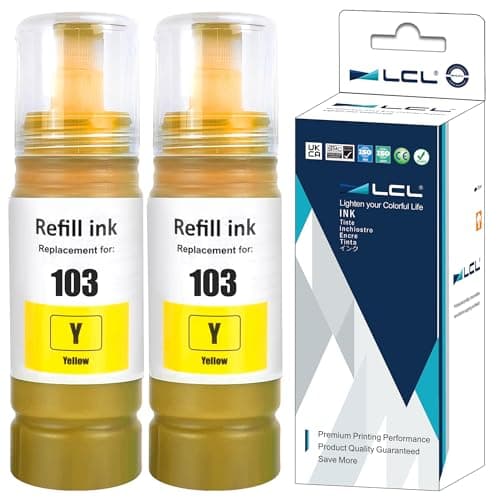 Image of LCL 103 Yellow High Capacity Ink Bottle Replacement for Epson 103 Ink Cartridge Bottle Multipack Compatible with Epson EcoTank L1200 L1210 L1250 L3100 L3110 L3111 L3116 L3150 L3151 L3156 L3160 (2Pack)