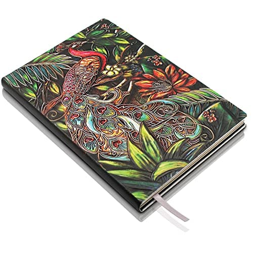 Image of Peacock Embossed Leather Journal Notebook - 3D Handmade Vintage Peacock Journals Travel Diary with Lined Paper Antique leather sketchbook Writing Journals Gift for Women & Men (A5, Multicolor)