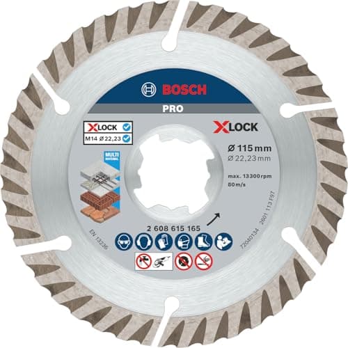 Image of Bosch 1x PRO Multi Material Diamond Cutting Disc for X-Lock and for Small Angle Grinders (for Concrete, Reinforced concrete, Ø 115 mm, Professional Accessory Small Angle Grinder)