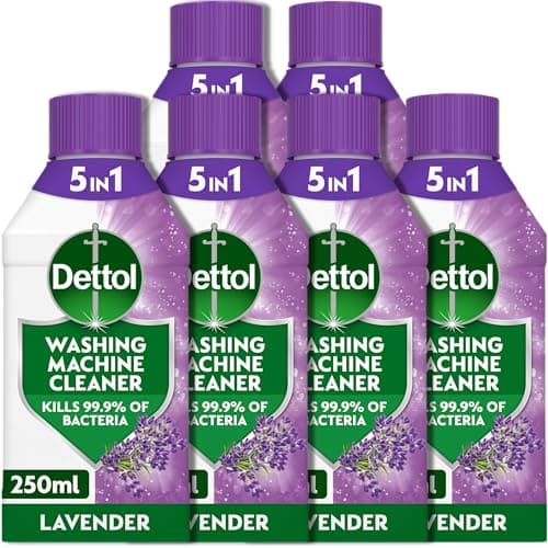 Image of Dettol, Washing Machine Cleaner, Lavender, 1.5L (250ml x 6pck) Antibacterial, Removes Bacteria, Odours, Limescale and Hidden Dirt, Lasting Freshness, Kills 99.9 Percent of Bacteria
