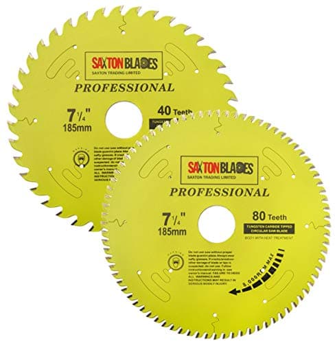 Image of TCT185MXAPRO Saxton Professional Range TCT Circular Saw Blade 185mm 40 and 80T x 30mm Bore, 16, 20, 25mm reduction rings Compatible with Bosch Makita Dewalt etc (Pack A)