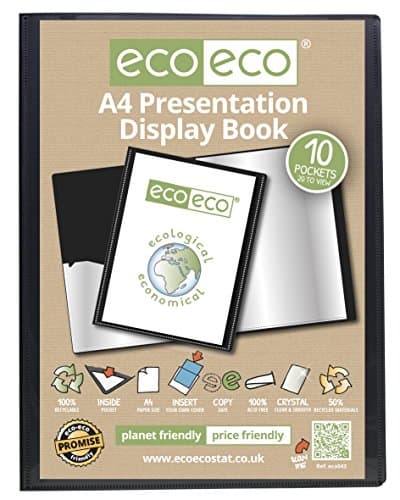 Image of eco-eco A4 50% Recycled 10 Pocket (20 Views) Black Professional Presentation Display Book