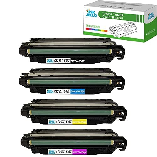 Image of InkJello Toner Cartridge For Printer, Compatibile with HP Colour LaserJet Enterprise M552dn M553 M553dn M553n M553x Flow MFP M577c MFP M577dn MFP M577f MFP M577z (Black/Cyan/Yellow/Magenta, 4-Pack)