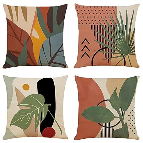 Image of Cushion Covers 20x20 inch Outdoor Cushions Set of 4 COLORFUL PLANT Printed Pillow Covers Square Double Sided Velvet Cushions for Patio Couch Balcony Farmhouse Garden Decorative Pillowcases a1025