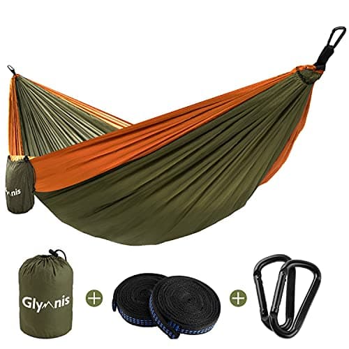 Image of Glymnis Camping Hammock 300 X 200cm for 2 Person Nylon Lightweight Portable Double Hammock with Straps for Camping Backpacking Beach Garden
