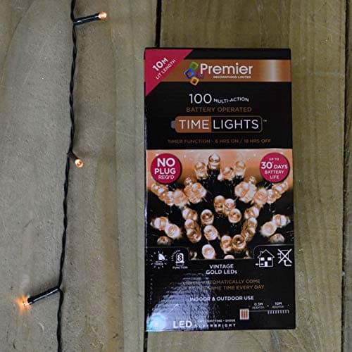 Image of Premier Decorations Timelights Battery Operated Multi-Action 100 LED - Vintage Gold