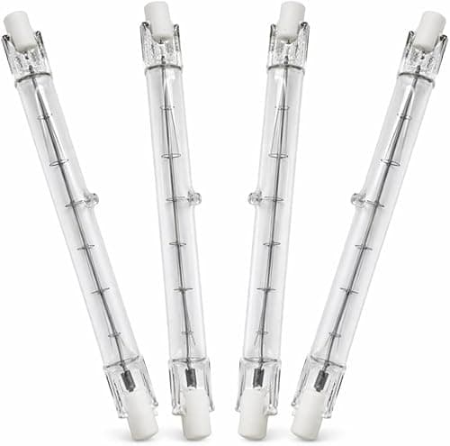 Image of GROWS MORE R7s Halogen Light Bulb ECO Halogen 120W=150W R7s Linear Light Bulbs – 118mm Double Ended Floodlight Bulb – 230V Dimmable Warm White – J118 2900K Warm White for Security Light (Pack of 4)