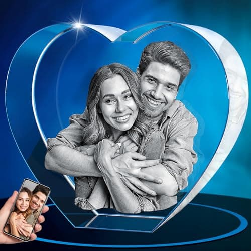 Image of ArtPix 3D Crystal Photo, Personalized Gifts With Your Own Photo for Dad, Mom, Men, Women, 3D Laser Etched Picture, Engraved Heart Crystal, Customized Memorial Anniversary Couples Gifts