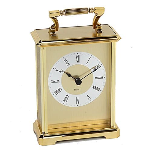 Image of Watching Clocks Wm Widdop Rectangular Gold Carriage Clock