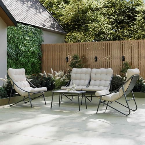 Image of CHARLES BENTLEY 4 Seater, Lounge Set, Steel, Comfy, Weather Resistant, UV Protected, Anthracite Frame, Oatmeal coloured Cushions, Deep Filled Cushions, Sofa, Lounge, Luxury, Durable, Outdoor Seating