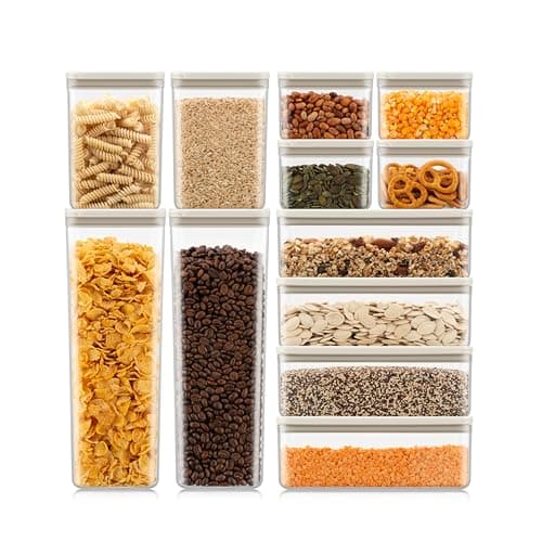 Image of Bodum Set of 12 Storage Jars with White Lids CANTEEN - BPA-Free & Dishwasher Safe Food Containers - Stackable & Transparent