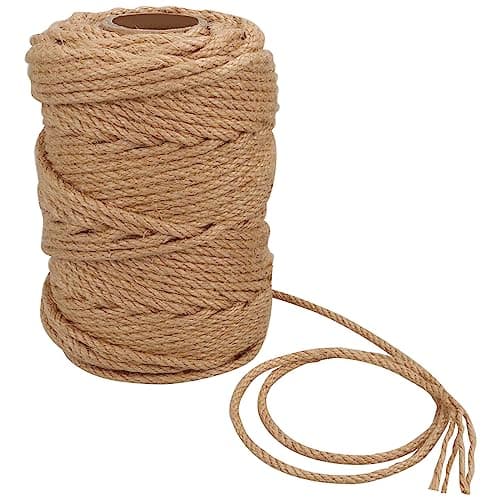 Image of ASelected Rope 50m x 6mm Natural Jute Rope Sisal Ropes for Cat Scratcher Garden Bundling, Repair Cat Tree(Brown)