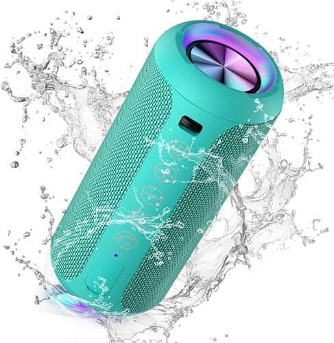 Image of Ortizan Bluetooth Speaker, Portable Speaker with IPX7 Waterproof, Bluetooth 5.3, 30H Playtime, RGB Light, Micro SD card & AUX, Wireless Speaker for Home, Travel, Outdoors