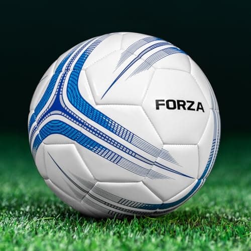 Image of FORZA Training Football [Size 1-5] | Durable Training Footballs for Juniors & Seniors - Multiple Colour Options & Pack Sizes (Pack of 1, White & Blue, Size 1 (Mini))