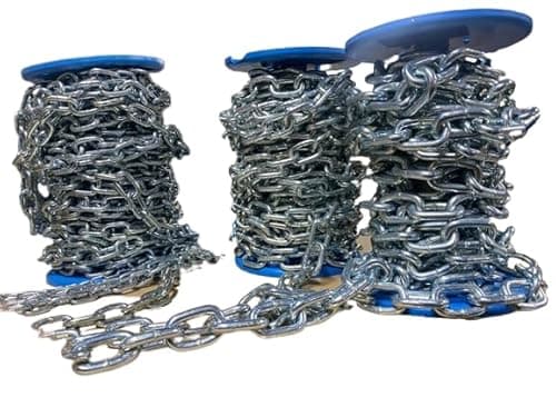 Image of DIN 5685 Heavy Duty Hot Dipped Galvanised DIY Strong Short Link Steel Chain - 2 Meter, 3mm Galvanised