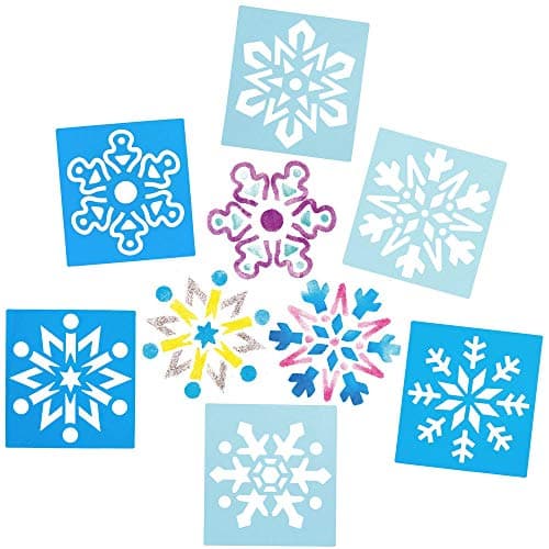 Image of Baker Ross Snowflake Stencils - Pack of 8, Snowflake Christmas Decorations (AX404)