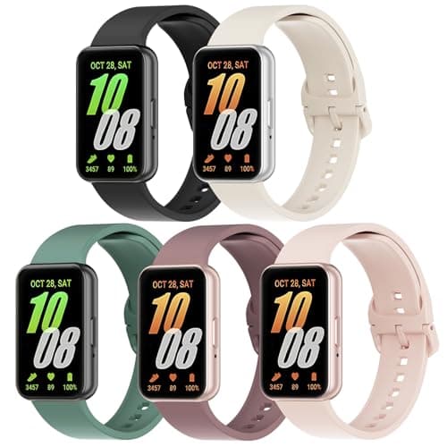 Image of Wizvv Pack of 5 Silicone Wristbands Compatible with Samsung Galaxy Fit 3, Soft Waterproof Sports Watch Strap for Samsung Galaxy Fit 3 SM-R390 Men and Women, Silicone
