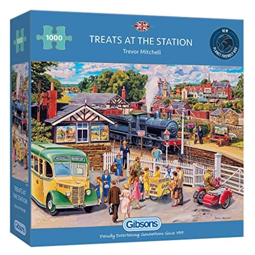 Image of Treats At the Station 1000 Piece Jigsaw Puzzle | Train Jigsaw Puzzle | Sustainable Puzzle for Adults | Premium 100% Recycled Board | Gibsons Games