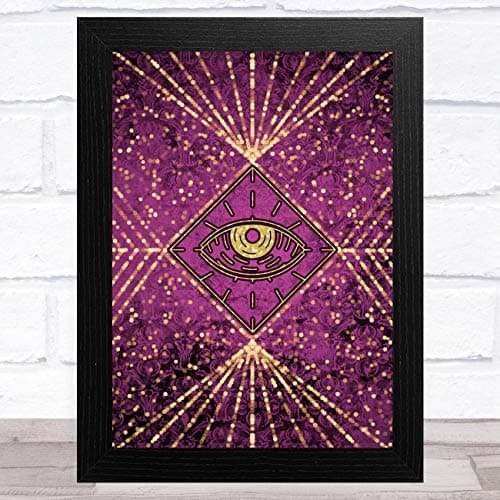 Image of Fingerprint Designs Gold & Purple All Seeing Eye Home Wall Art Print