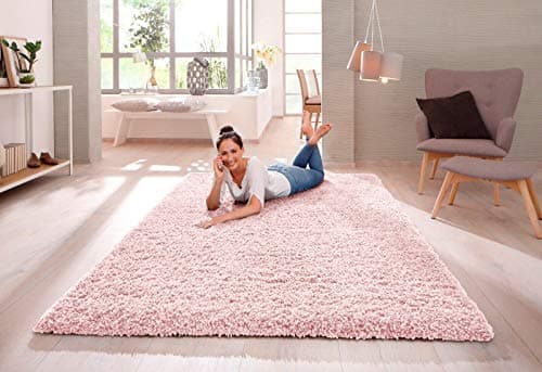 Image of SHAGGY RUG 30MM / 3cm Modern Rugs Living Room Extra Large Small Medium Rectangular Size Soft Touch Thick Pile Living Room Area Rugs Non Shedding (Pink, 80cm x 150cm (3ft x 5ft))