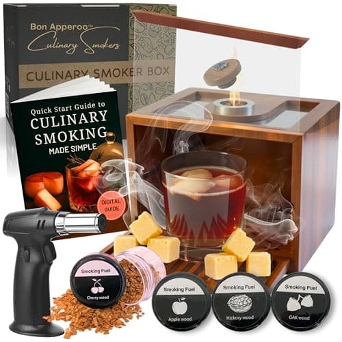Image of Bon Apperoo™ Single Culinary Smoker Box with Torch | Portable Cold Food and Cocktail Infuser | Indoor Whiskey Smoking Kit | Butane Not Included