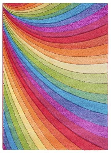 Image of SrS Rugs® Candy Rainbow Rug - for Living Room, Lounge, Hallway, Kids Room, Playroom, Nursery - Boys & Girls - Hippy - Pride - Brighten Your Home (Rainbow, 80cm x 150cm)