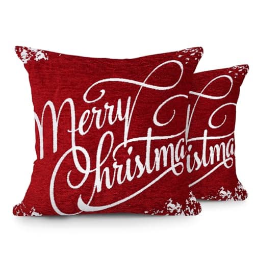 Image of Velosso Christmas Soft Cotton Chenille Tapestry Cushion Cover Xmas Festive Scatter Cushions Nordic Santa Reindeer Stag Snowman (2, Wonderland, 43x43cms)